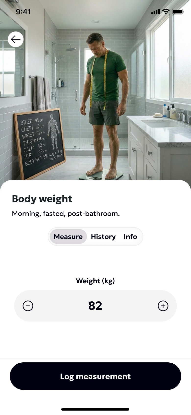 Body measurement screen